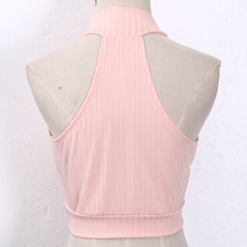  Ladies Sexy Bustier Vest Crop Top Tanks Solid Hollow Out Black Gray Pink White